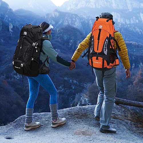 Esup 50L Waterproof Hiking Backpack for Men & Women - Deep Black