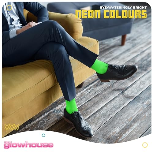 Neon Green Casual Dress Socks for Men - Comfortable Crew Socks