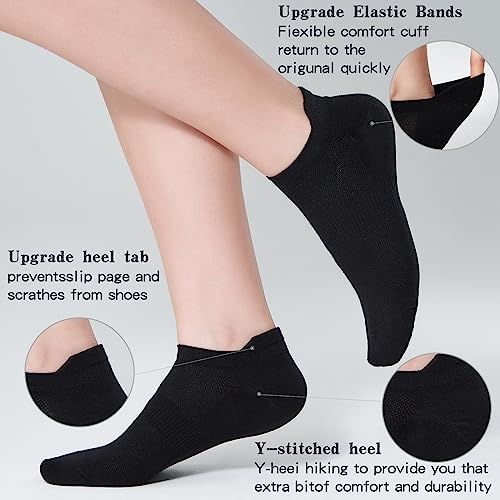 Varietyou Men's & Women's 6-12 Pairs Thin No-Show Ankle Socks Black 9-11/6 Pairs