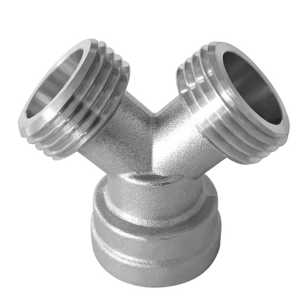 Joywayus Brass Nickel Plating 3/4" GHT Y Shaped Connector for Steam Dryer and Washing Machine Hoses