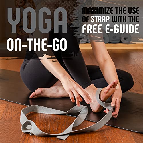Yoga Strap with Friction-Less Buckle - 8 Feet, Grey