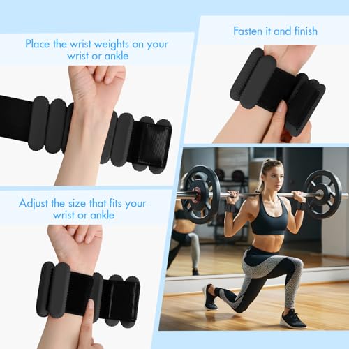 Adjustable Wrist & Ankle Weights 2lb Silicone Fitness Resistance Bands for Women Men