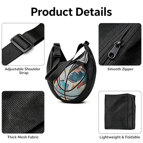 Dual-Use Mesh Sling Ball Bag - Adjustable Sports Equipment Carrier