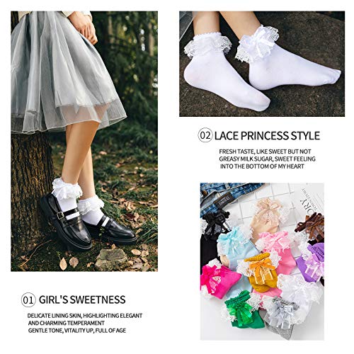 Lace Ruffle Ankle Socks - Comfortable Princess Socks - White