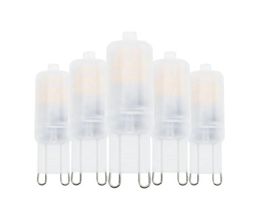 Greeogin 5-Pack G9 LED Light Bulb 2W, 20-25W Halogen Equivalent, 2700K Warm White High Brightness 200LM, AC120V, Bi-pin G9 Base T4 Light Bulbs for Chandeliers Home Lighting,Non-dimmable