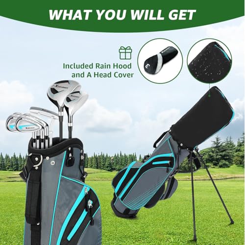 Complete Golf Club Set for Men & Women - 8-Piece Right Light Blue