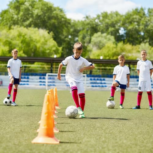 Kids Soccer Shin Guards Set with Socks - Rose Red, Ages 5-10