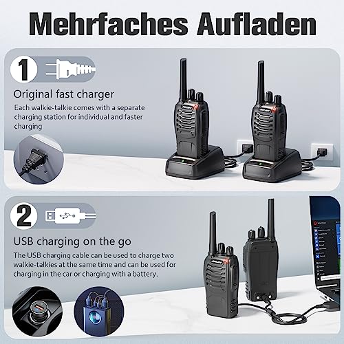 JUCJET H888S-4 Pack Two-Way Radios with Earpieces, 16 Channels, Rechargable Walkie Talkies for Small Groups
