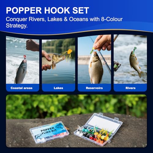 16 PCS Topwater Fishing Lures Set - 8 Vibrant Colors for Bass
