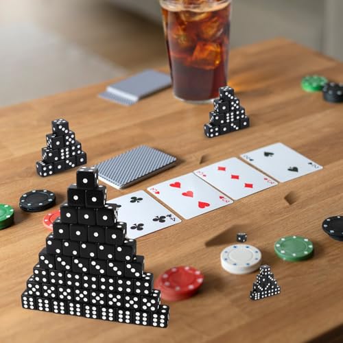 100 Pcs Black Casino Dice Set - 16mm Acrylic Game Dice