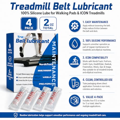 Treadmill Belt Lubricant - 4 Pack Silicone Lube for Maintenance