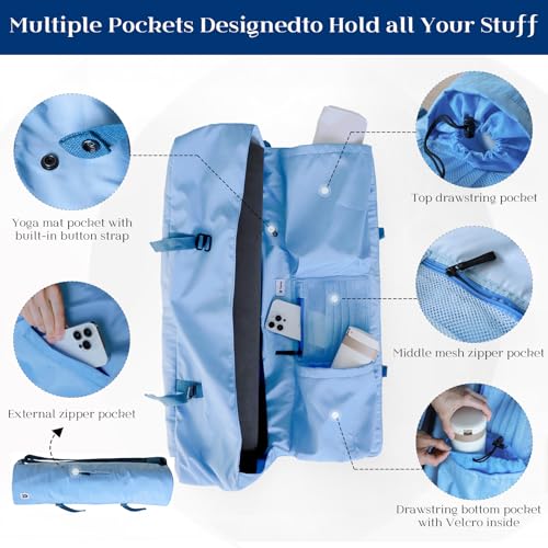 Yoga Mat Bag with Adjustable Strap - Fits 26" Mats - Powder Blue