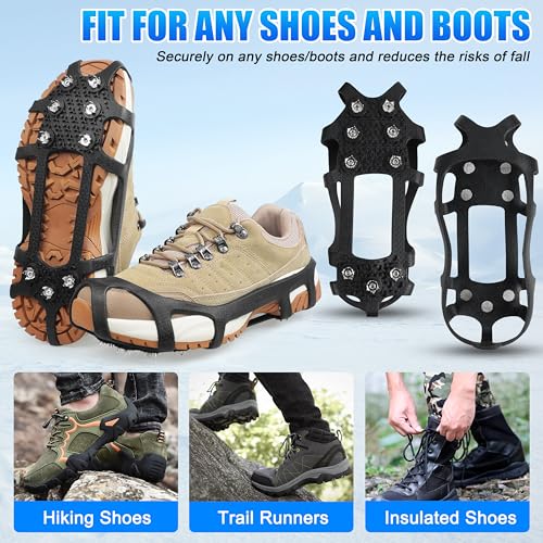 Large Ice Snow Cleats for Shoes and Boots - 9 Point Traction Grippers