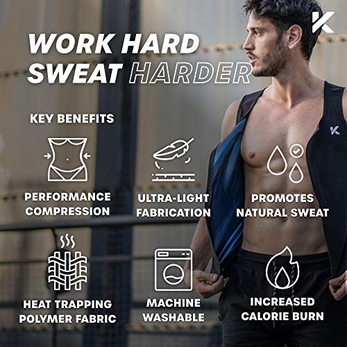 Men's Sauna Suit Compression Vest - Heat Trapping Zipper Top - Black / Large-X-Large