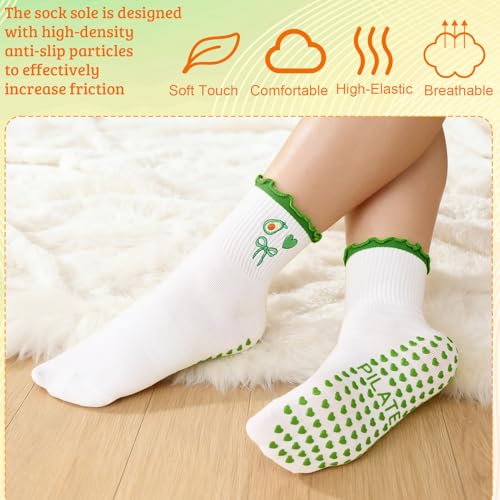 Non-Slip Pilates Yoga Socks - 2 Pairs - Green & Yellow