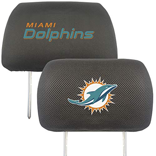 NFL Miami Dolphins Embroidered Headrest Cover Set - Black