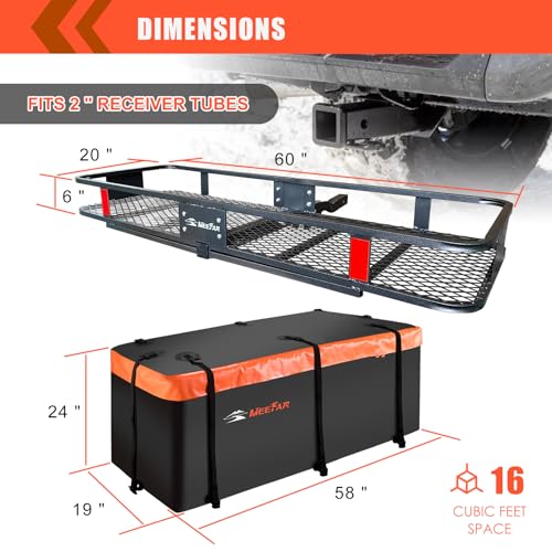 Hitch Mount Cargo Carrier Rack with Waterproof Bag & Accessories