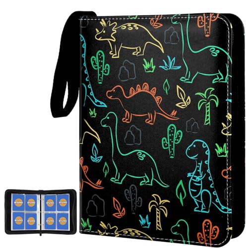 4-Pocket Trading Card Binder - Colored Dinosaur - 400 Cards Capacity