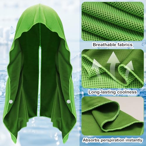 Sdfvsdg 4-Pack Cooling Hoodie Towels for Neck and Face, Quick Dry Sports Wraps in Black, Gray, Blue, Green