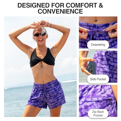 Kanu Surf Women's Darren Stretch UPF 50+ Active Swim & Workout Boardshorts - Harmony Purple, 13-14"