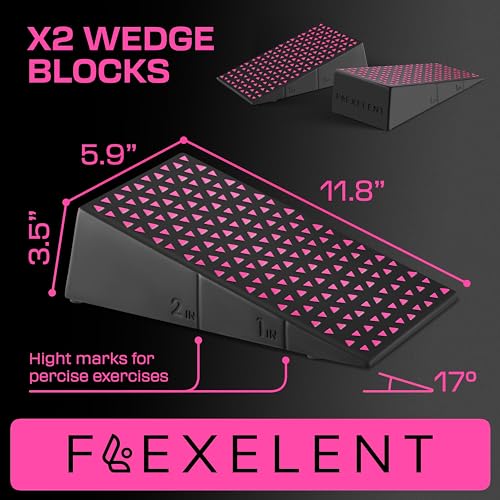 Squat Wedge Block Pair - 17° Heel Elevation, Pink Power