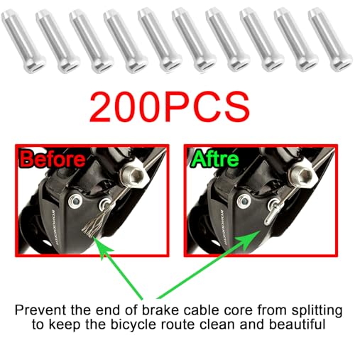 200PCS Alloy Bike Cable End Caps - Crimps for Road & Mountain Bicycles