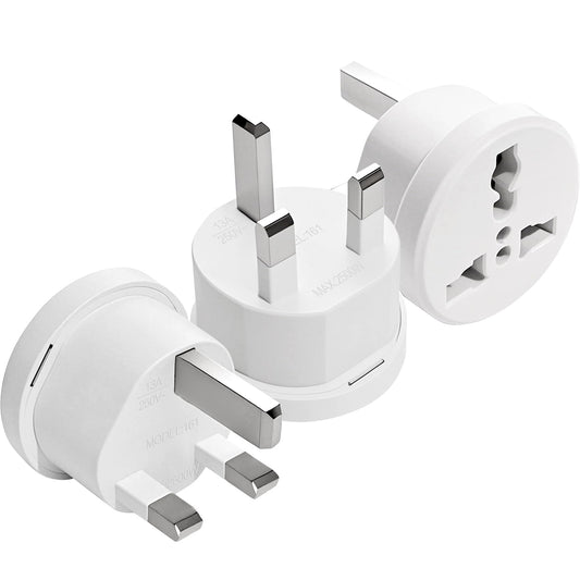 Ziissup UK Plug Adapter for Travel, Type G International Power Adapter for UK Hong Kong Ireland UAE 3-Packs