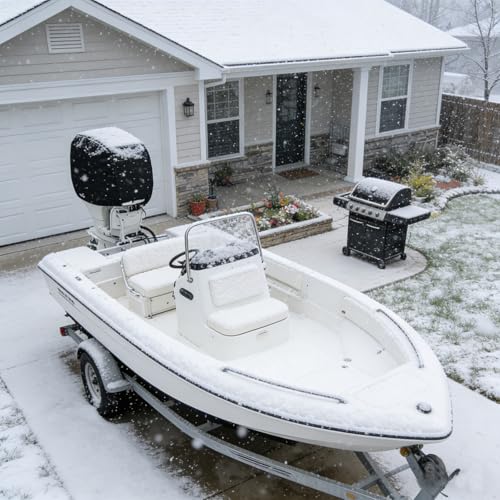 Waterproof Outboard Motor Cover - 600D Heavy Duty Engine Shield, 25-50 HP