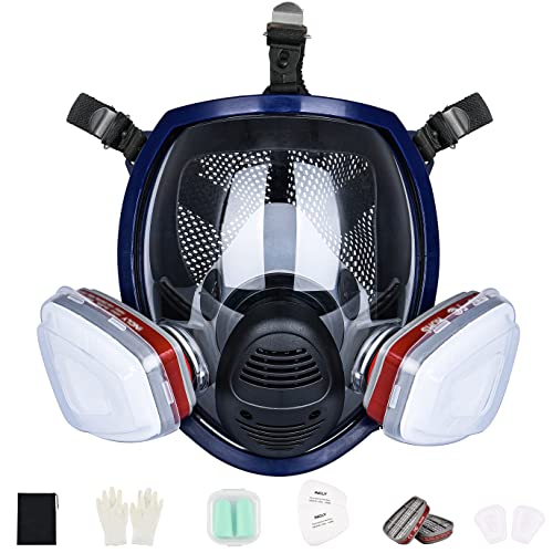INCLY Full Face Dust Mask, Safe Face Masks Cover Reusable for Against Smoke, Dust, Chemical, Paint, Sanding, Welding, Vapors, Logging
