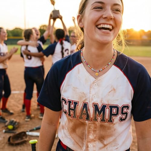 Softball Necklace for Women - Colorful Beaded Cheer Jewelry
