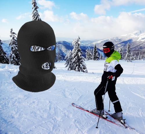 Warm 3-Hole Full Face Mask Ski Mask for Outdoor Sports - Navy Blue