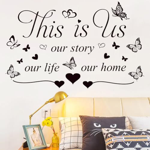 Inspirational Quote Wall Decals - This is us, a Little bit of Crazy, Loud Whole lot of Love - Home Decoration Murals for Living Room, Bedroom Wall Decor