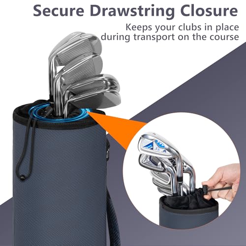AKOZLIN Lightweight Foldable Golf Sunday Bag with Secure Drawstring Closure Blue