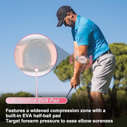 Adjustable Elbow Brace for Sports - Compression Support - Pink (1 Pack)