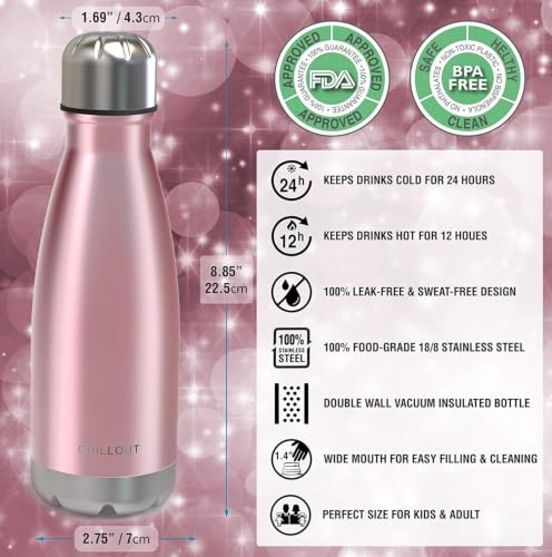 Insulated Stainless Steel Water Bottle - 12oz Rose Gold