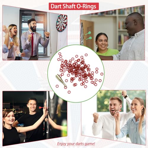 100 Pcs Dart Shaft O-Rings with 2BA Tool - Red Rubber Dart Accessories