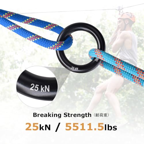 25kN Rappel Ring - Black Aluminum Alloy for Climbing & Rescue