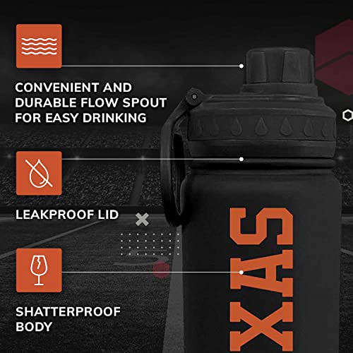 Texas Longhorns Insulated Water Bottle - 24 oz Black Tumbler