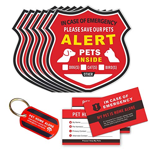 Pet Alert Stickers Set - Emergency Rescue Window Decals & Cards