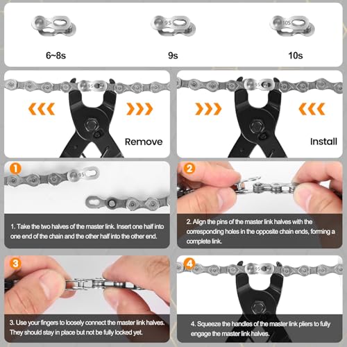 Bike Chain Repair Tool Set - Black | Chain Break Tool, Link Pliers & Checker