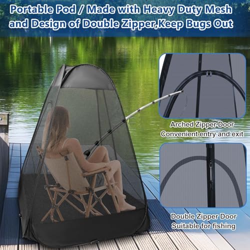 Pop Up Mosquito Net Tent for 1 Person Chair - 360° Mesh Barrier, Portable Camp Chair Tent