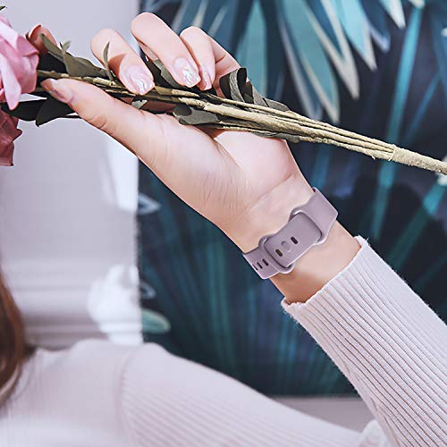Getino Small 5.8-7.6" Silicone Sport Watch Band for Fitbit Sense, Versa 3 & 4, Lilac/Pink/Lavender/White