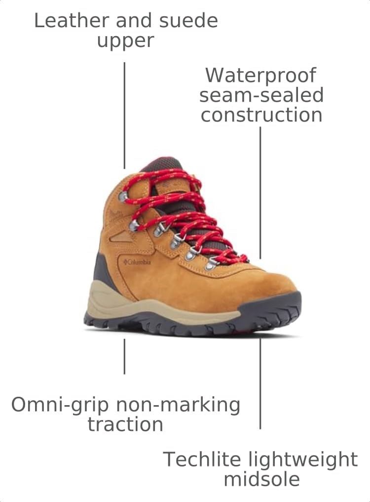Columbia Women's Newton Ridge Plus Waterproof Amped, 2024 Elk/Mountain Red, 5.5