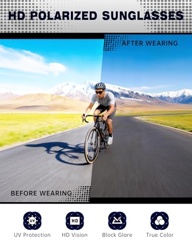 Polarized Sports Sunglasses for Men - UV400 Protection, 4-Pack