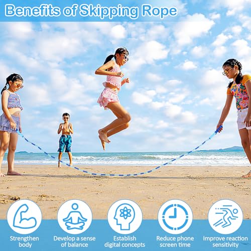 Adjustable Jump Rope for Kids - Tangle Free - Blue & Pink