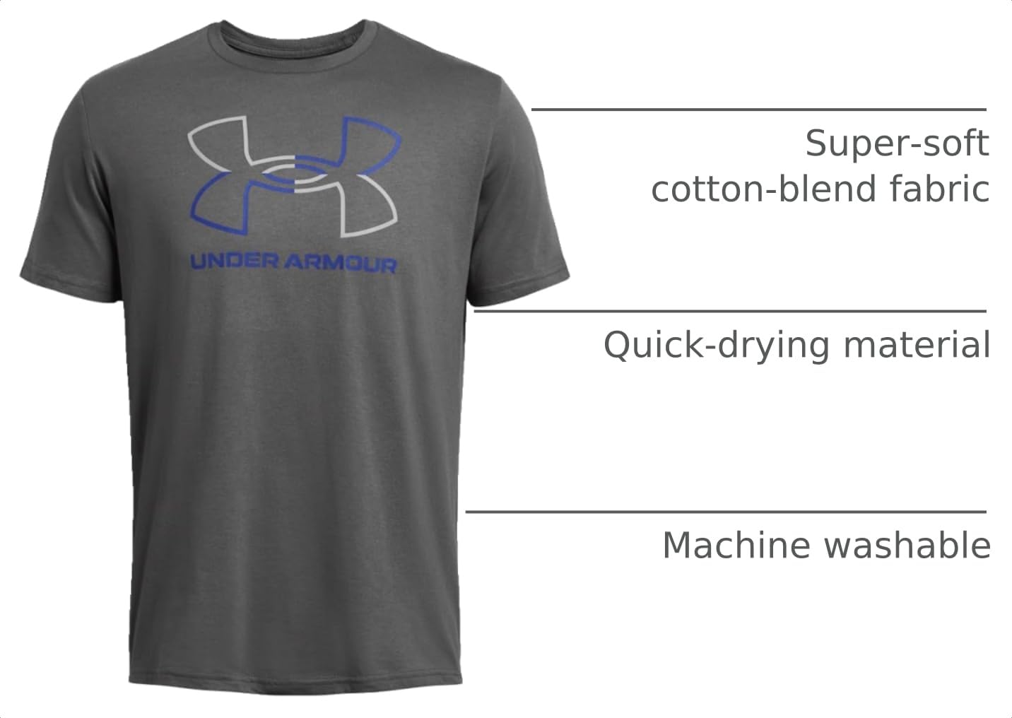 Under Armour Men's Global Foundation Short Sleeve T Shirt, (025) Castlerock/Royal/Steel, 3X-Large Tall