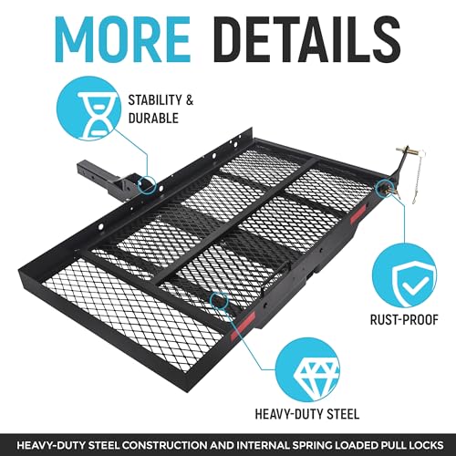 Hitch Cargo Carrier with Ramp - 500 Lbs Capacity, Foldable Design