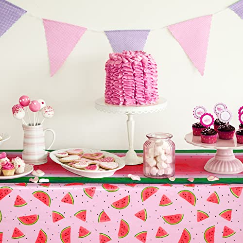 Watermelon Plastic Tablecloths - 2 Pack, 54 x 108 Inch Disposable Party Cover