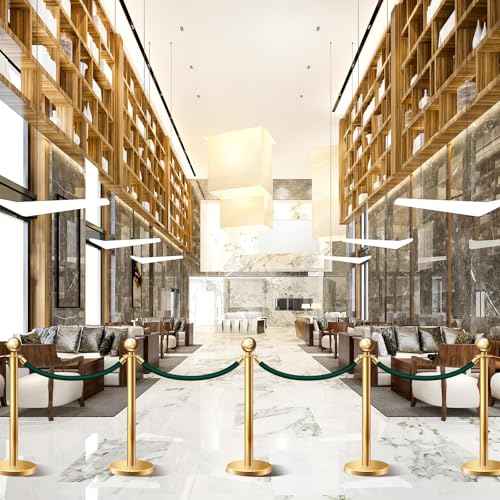 Fumete 6 Pieces Velvet Stanchion Rope Bulk 4 Feet Party Crowd Control Barrier Safety Velvet Rope with Gold Hook for Movie Theater Opening, Hotel, Carpet, Not Include Stanchion Post (Dark Green)