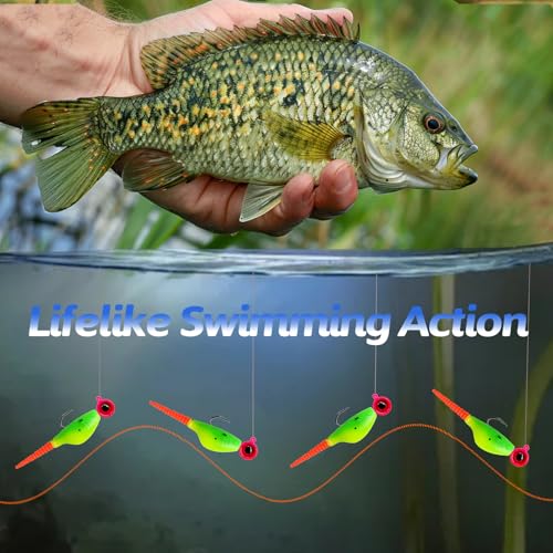 Crappie Lures Kit - Soft Plastic Fishing Lures, 24 Packs - Green-Yellow-Red